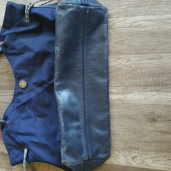 Tory Burch Navy Blue Nylon Cinched Tote Bag - Picture 6 of 14